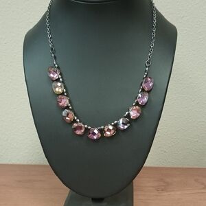 Faceted Pink Crystal Statement Necklace